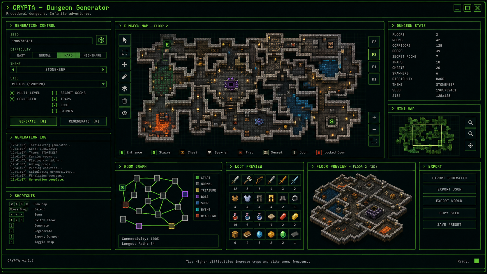 CRYPTA interface mockup